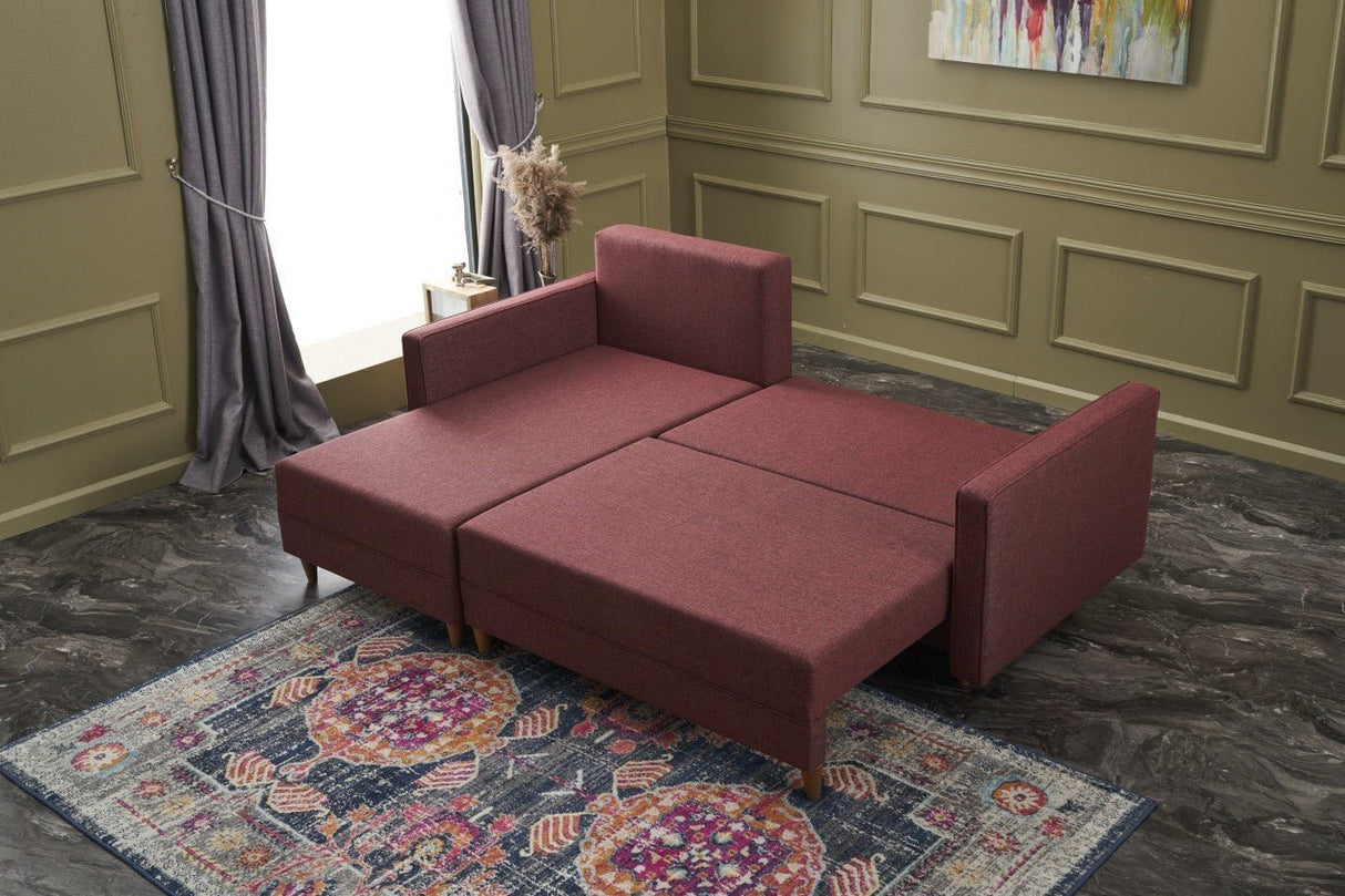 Corner sofa with sleeping function on the left Aydam Claret red