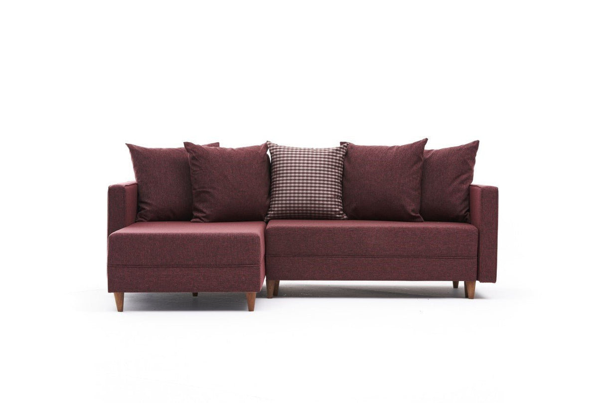 Corner sofa with sleeping function on the left Aydam Claret red