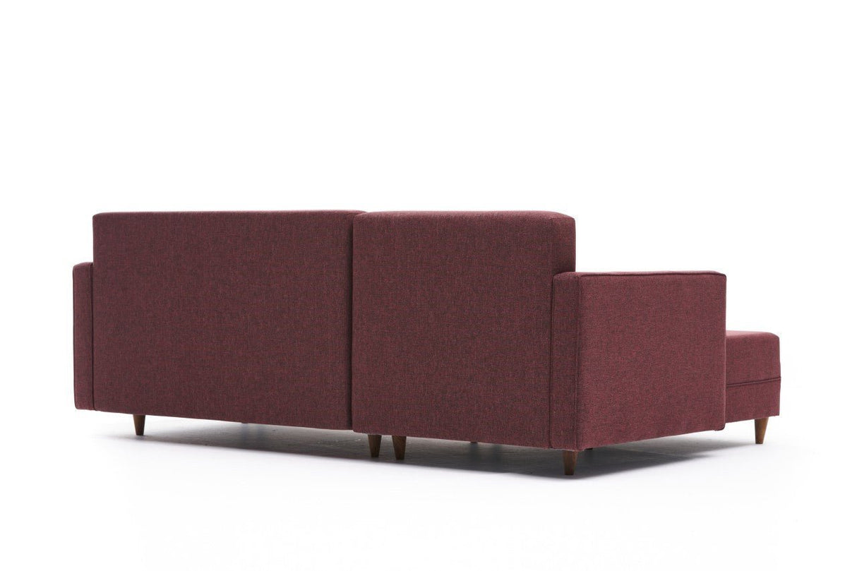 Corner sofa with sleeping function on the left Aydam Claret red