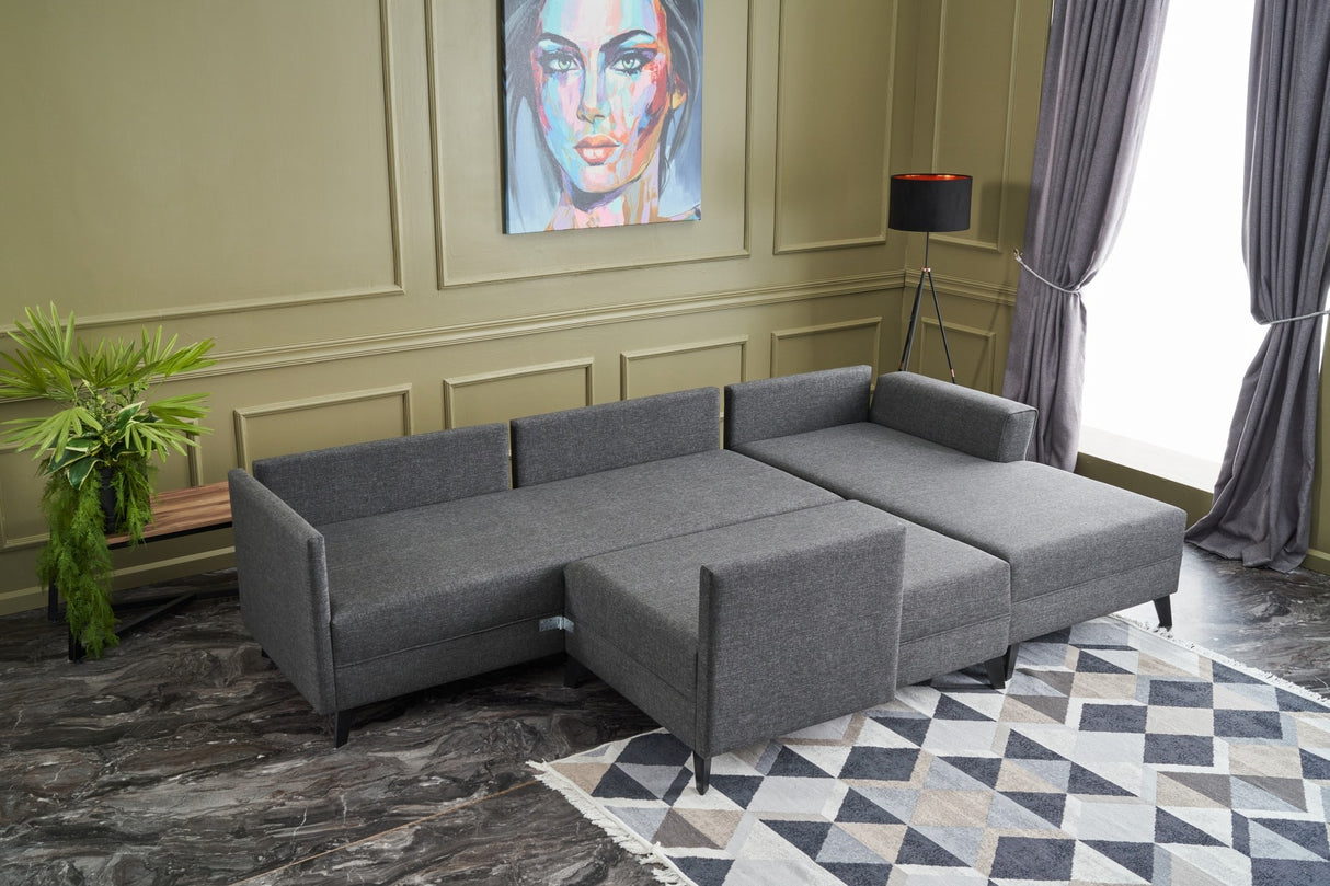 Corner sofa with sleeping function eris anthracite