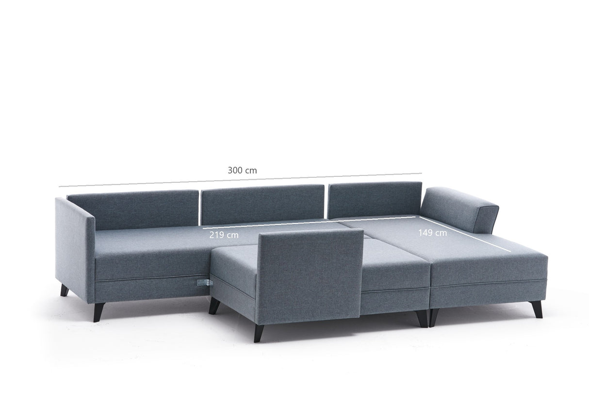 Corner sofa with sleeping function BELEN cream