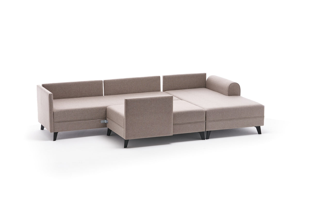 Corner sofa with sleeping function BELEN cream