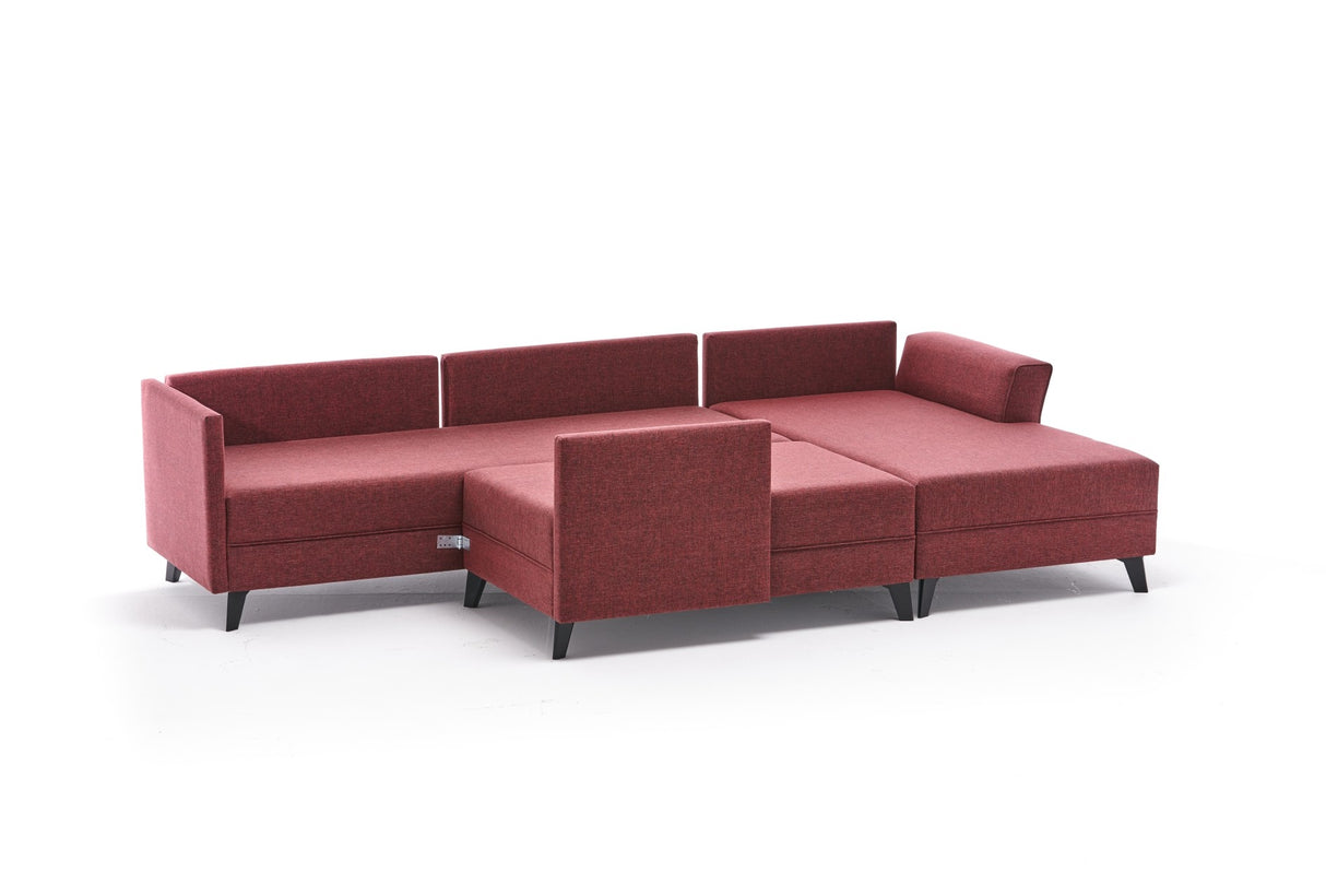 Corner sofa with sleeping function Eris Claret Red