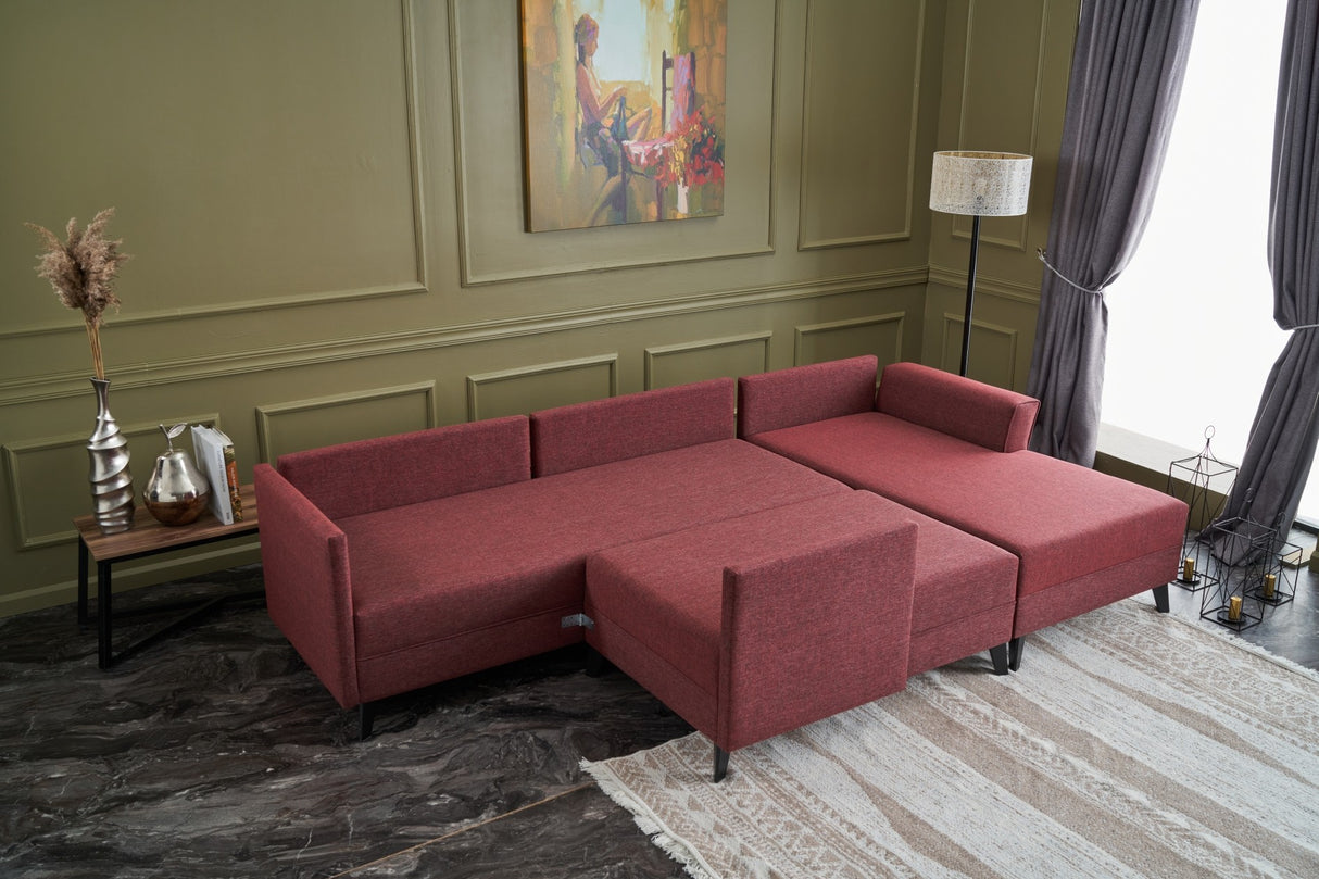 Corner sofa with sleeping function Eris Claret Red