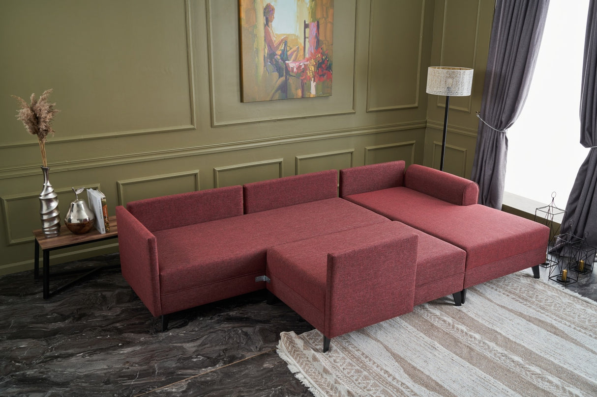 Corner sofa with sleeping function BELEN Claret Red