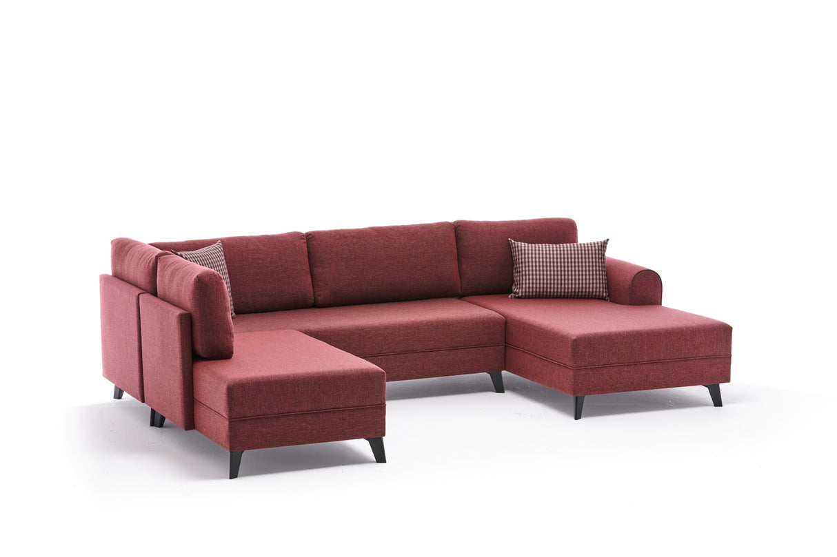 Corner sofa with sleeping function BELEN Claret Red