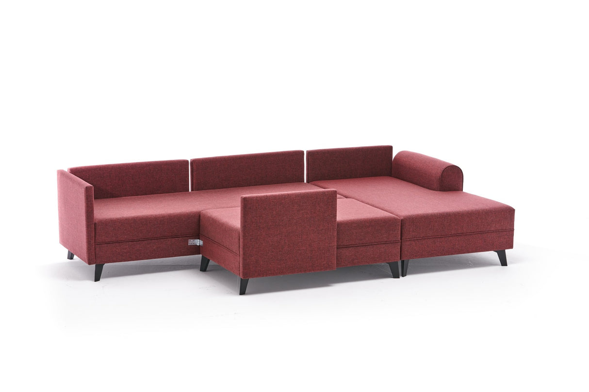 Corner sofa with sleeping function BELEN Claret Red