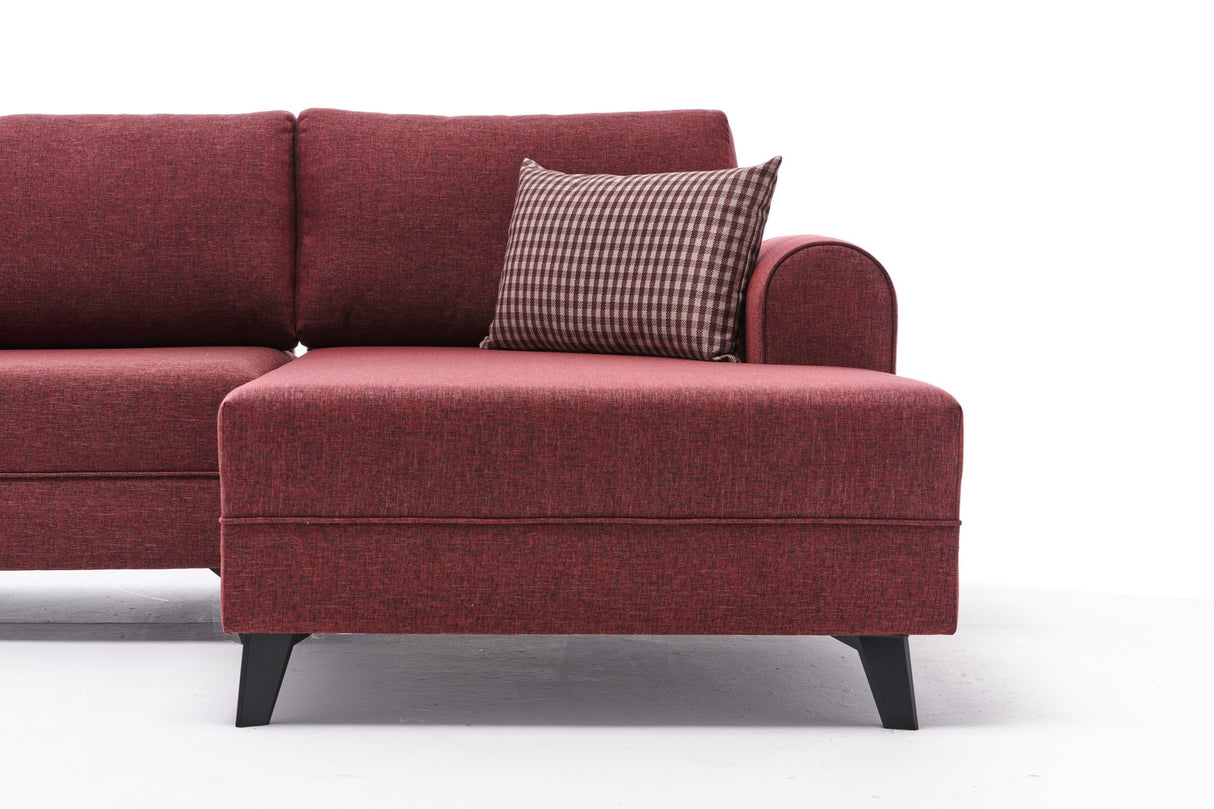 Corner sofa with sleeping function BELEN Claret Red