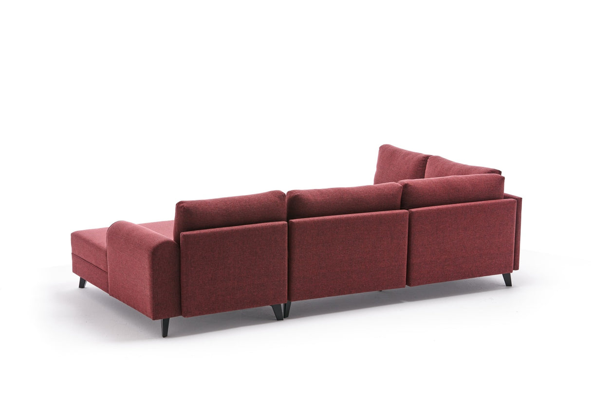 Corner sofa with sleeping function BELEN Claret Red