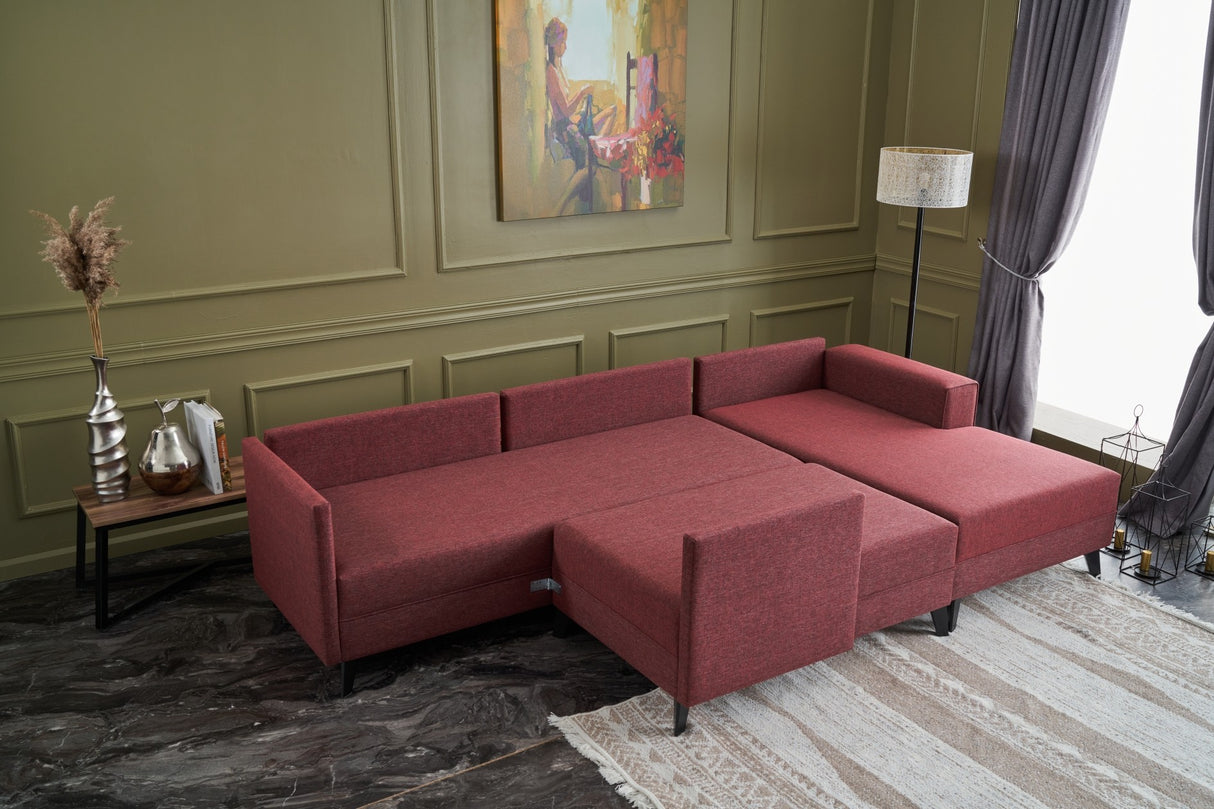 Corner sofa with sleep function Efsun Claret Red