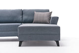 Corner sofa with sleep function eris blue