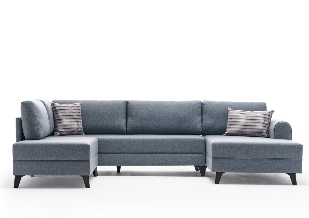 Corner sofa with sleeping function BELEN blue