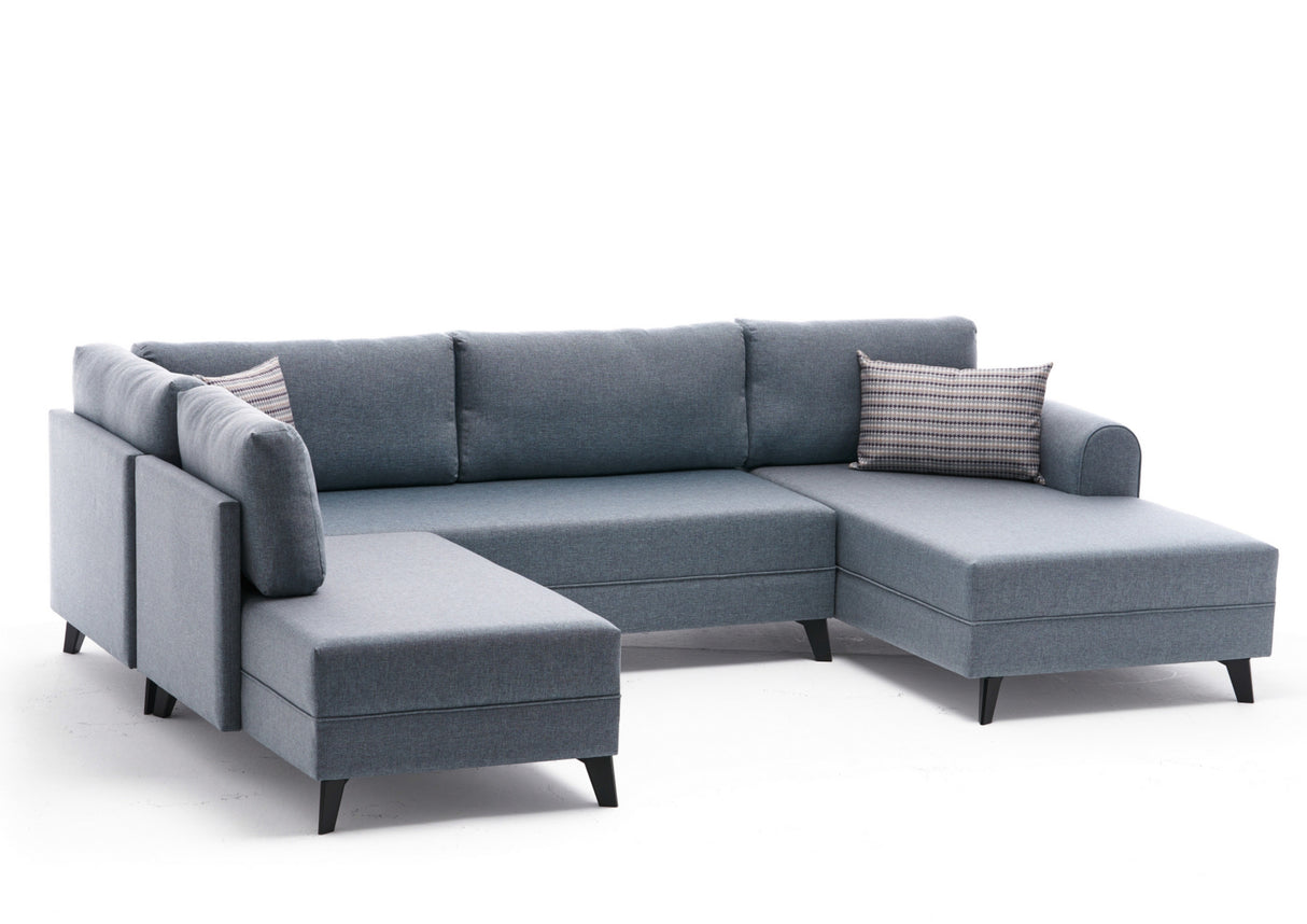 Corner sofa with sleeping function BELEN blue