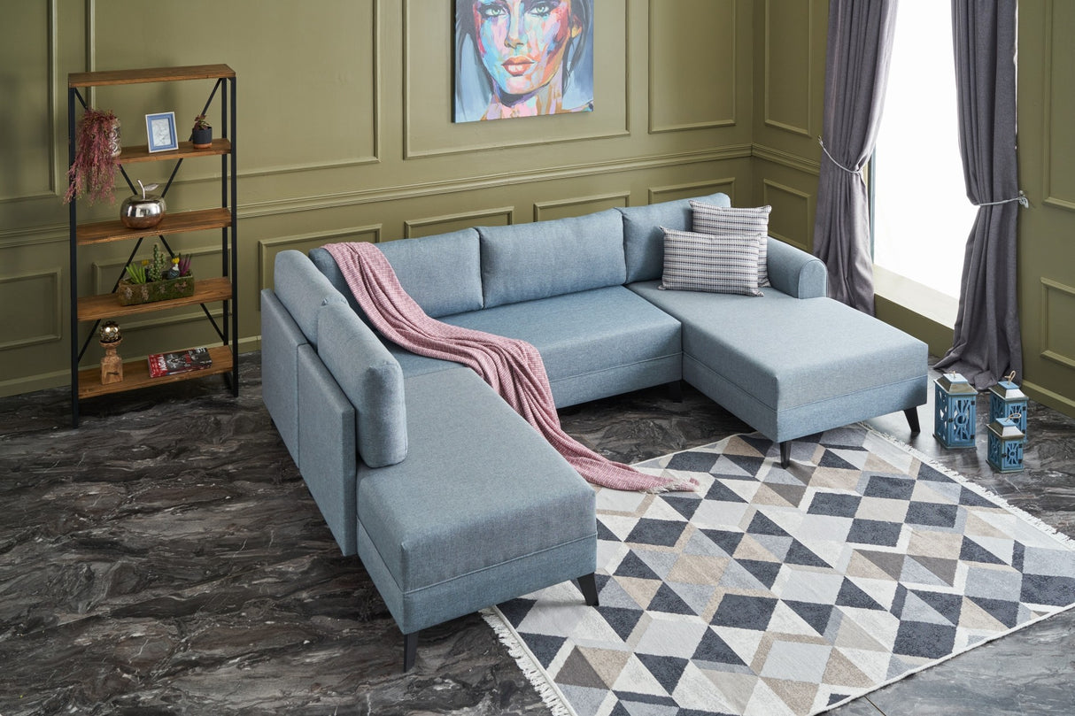 Corner sofa with sleeping function BELEN blue