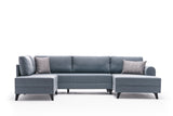 Corner sofa with sleeping function BELEN blue