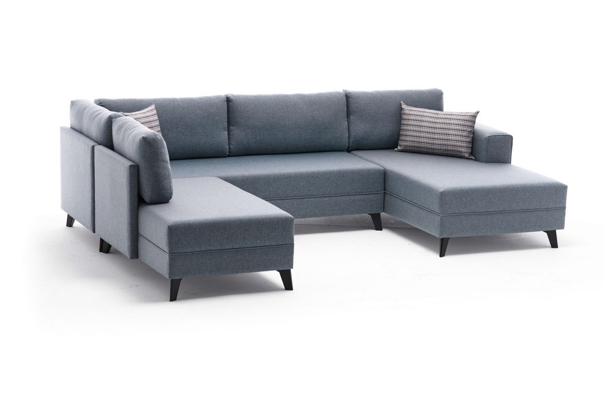 Corner sofa with sleeping function Efsun blue