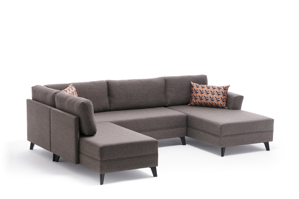 Corner sofa with sleeping function Eris Bruin