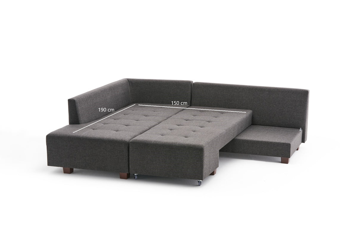 Corner sofa with sleeping function on the left manama anthracite