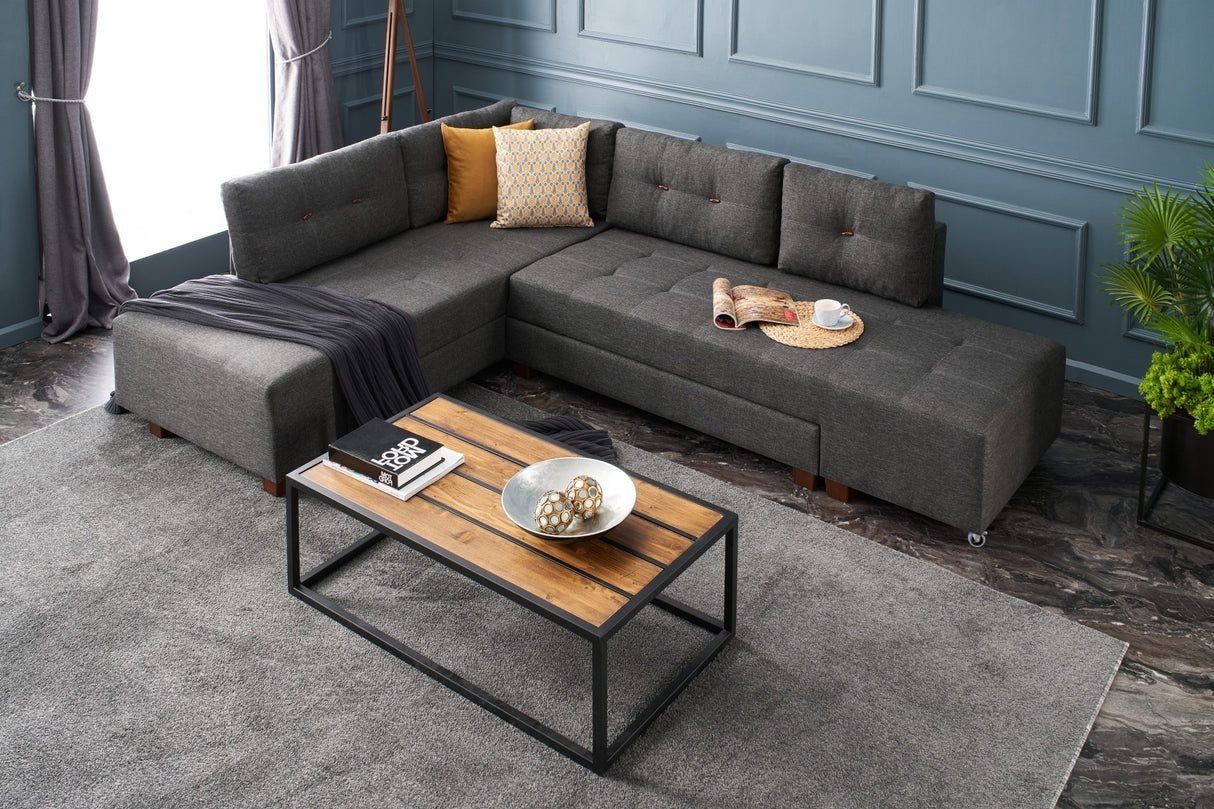 Corner sofa with sleeping function on the left manama anthracite