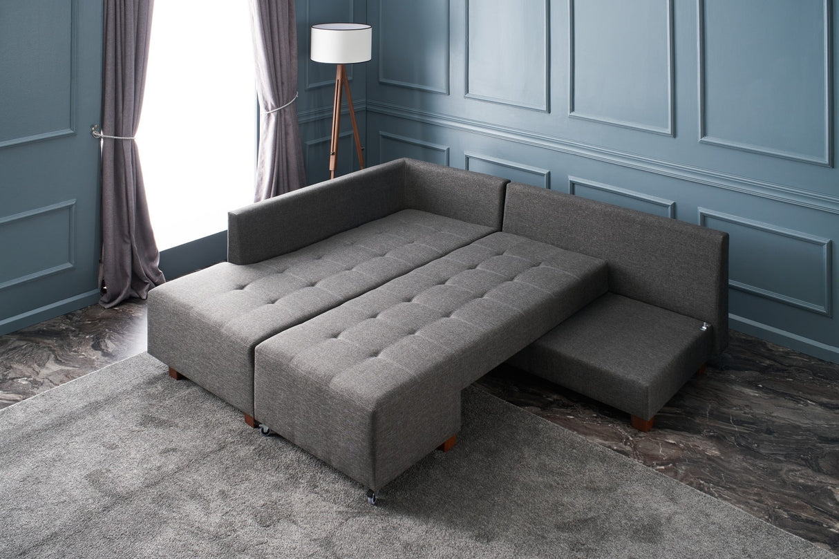 Corner sofa with sleeping function on the left manama anthracite