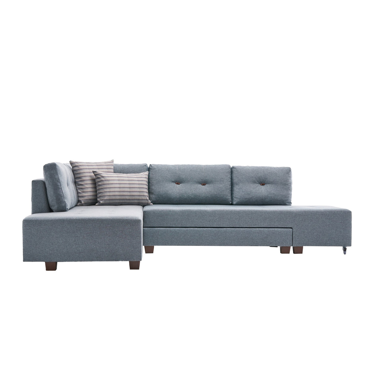 Corner sofa with sleeping function on the left manama light blue