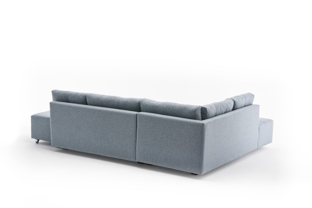 Corner sofa with sleeping function on the left manama light blue