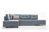 Corner sofa with sleeping function on the left manama light blue