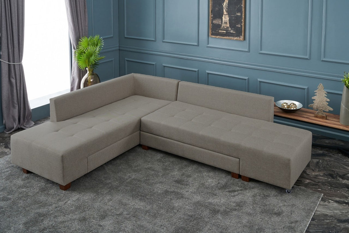 Corner sofa with sleeping function on the left manama crème