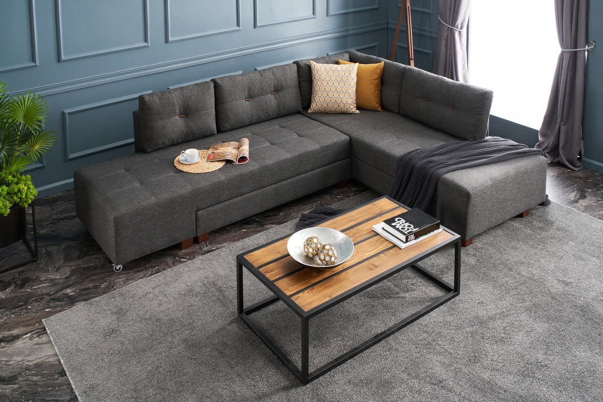 Corner sofa with sleep function on the right manama anthracite