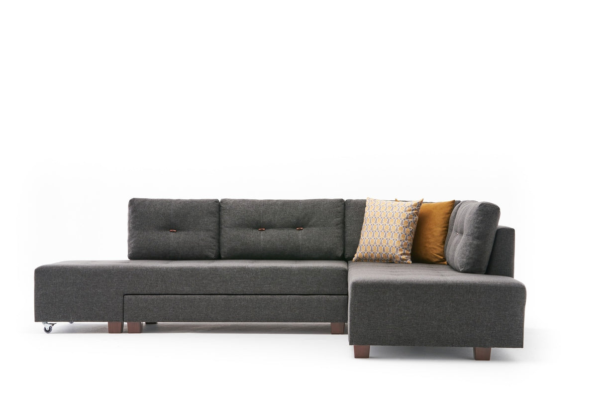 Corner sofa with sleep function on the right manama anthracite