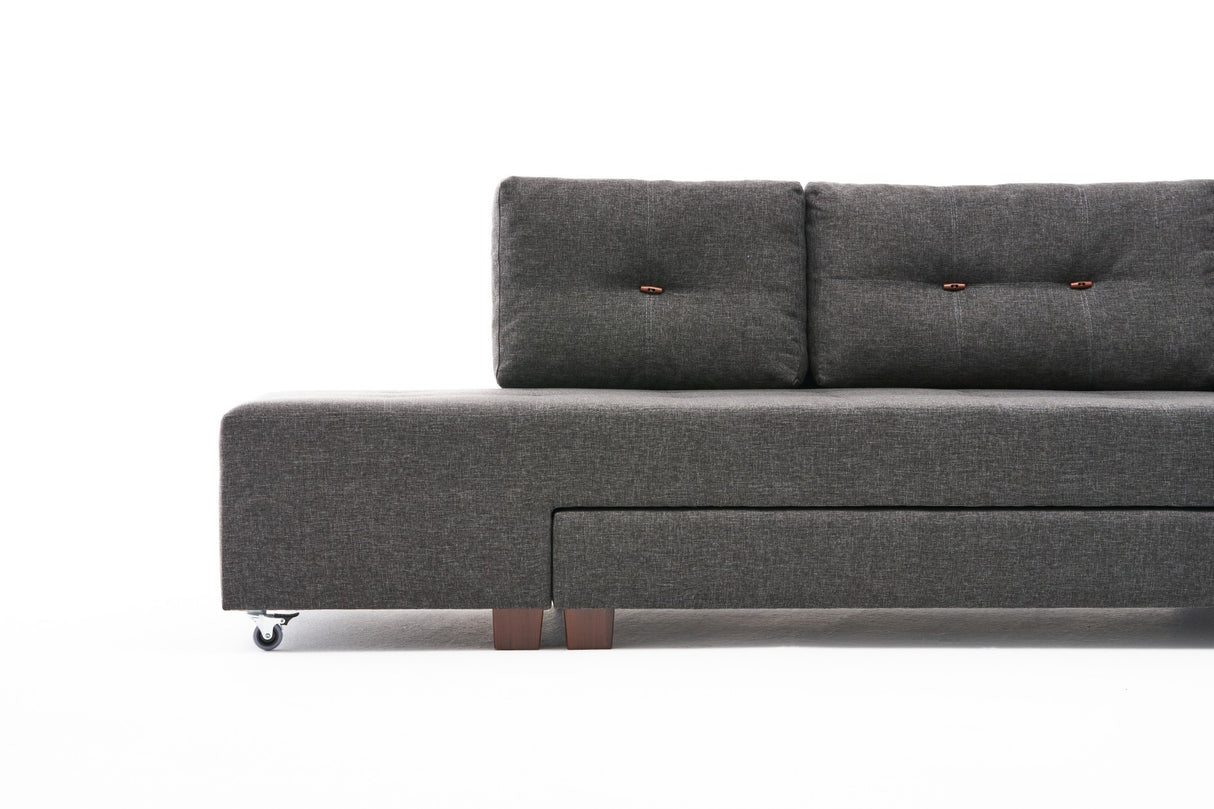 Corner sofa with sleep function on the right manama anthracite