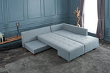 Corner sofa with sleeping function on the right manama light blue