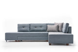 Corner sofa with sleeping function on the right manama light blue