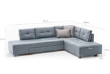 Corner sofa with sleeping function on the right manama light blue