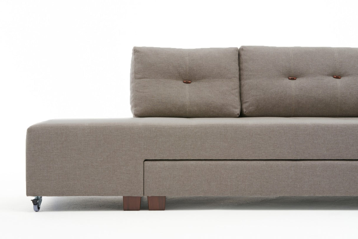 Corner sofa with sleeping function on the right manama crème