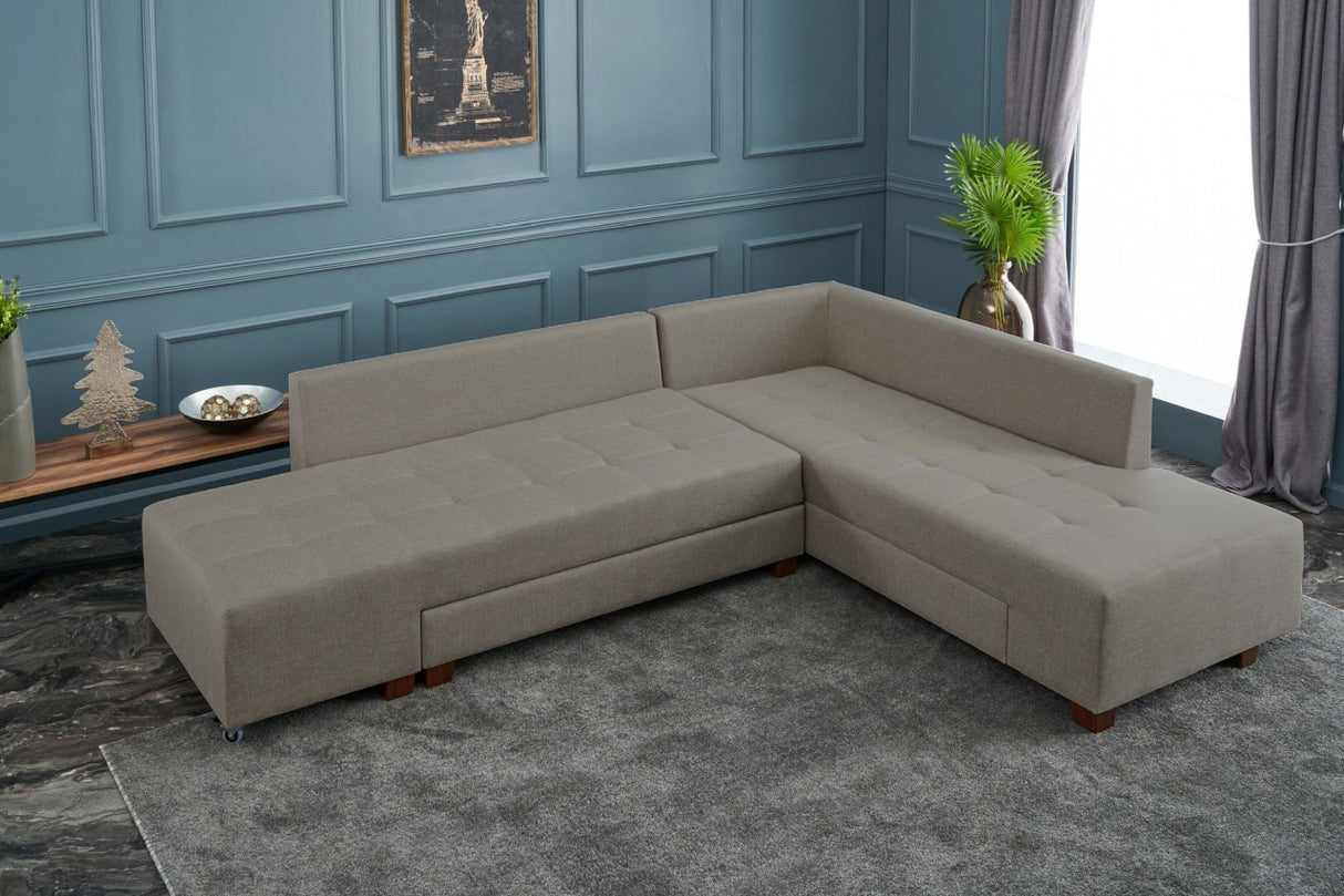 Corner sofa with sleeping function on the right manama crème