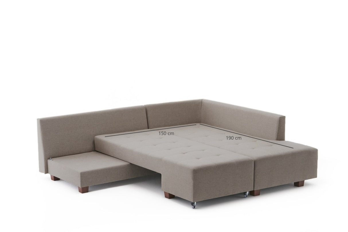 Corner sofa with sleeping function on the right manama crème