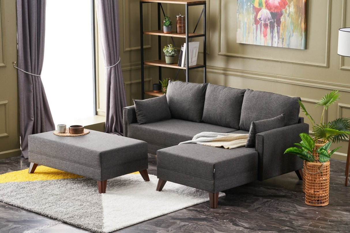 Corner sofa with sleeping function on the right Bella Anthracite