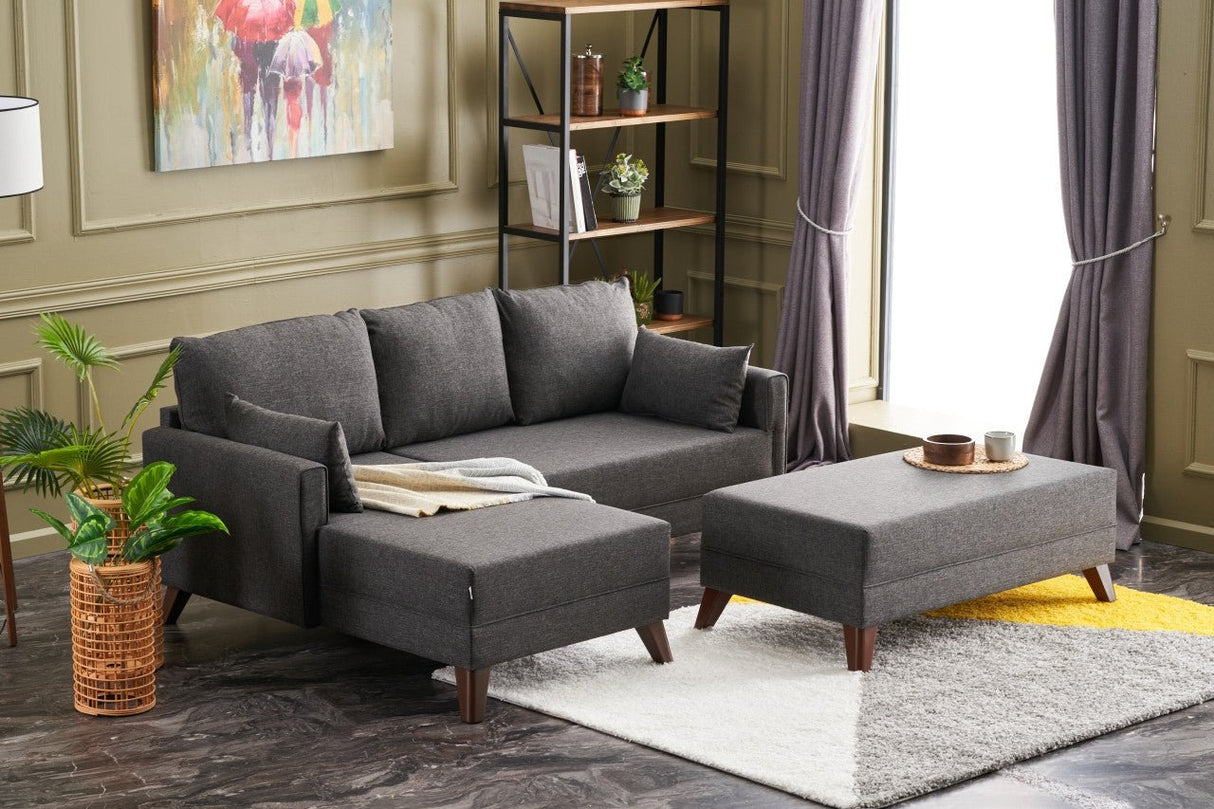 Corner sofa with sleeping function on the left Bella Anthracite