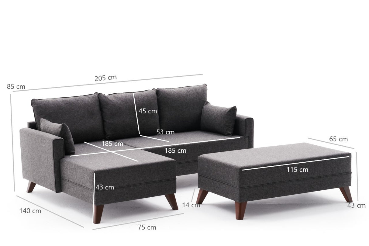 Corner sofa with sleeping function on the left Bella Anthracite