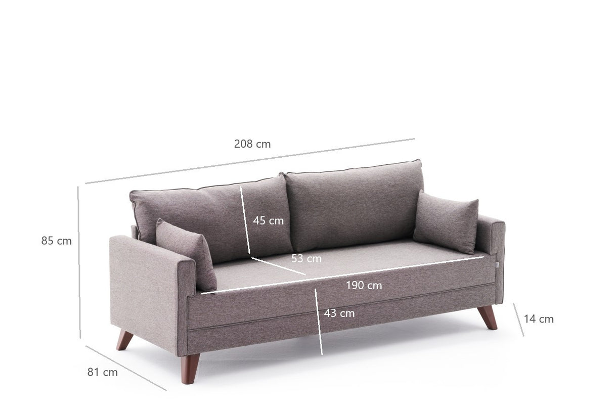 3-seater sofa bella brown