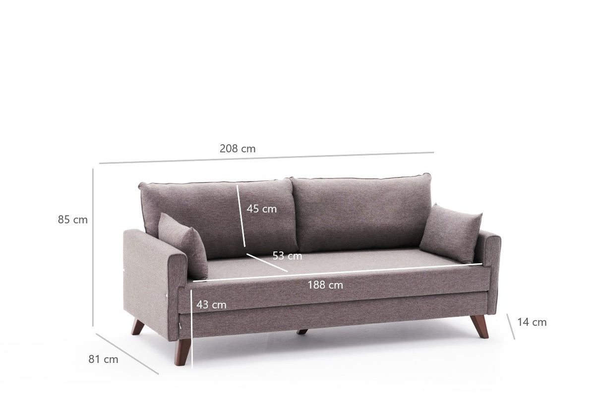 3-seater sofa bed Bella Bruin