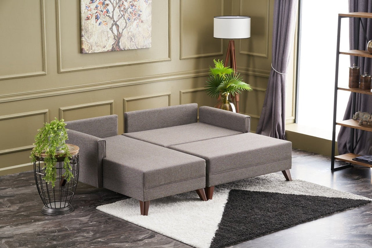 Corner sofa with sleeping function on the left bella brown