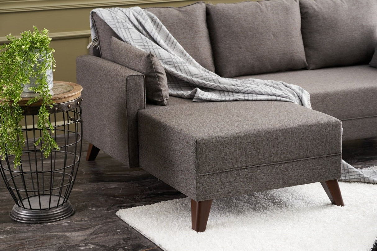 Corner sofa with sleeping function on the left bella brown