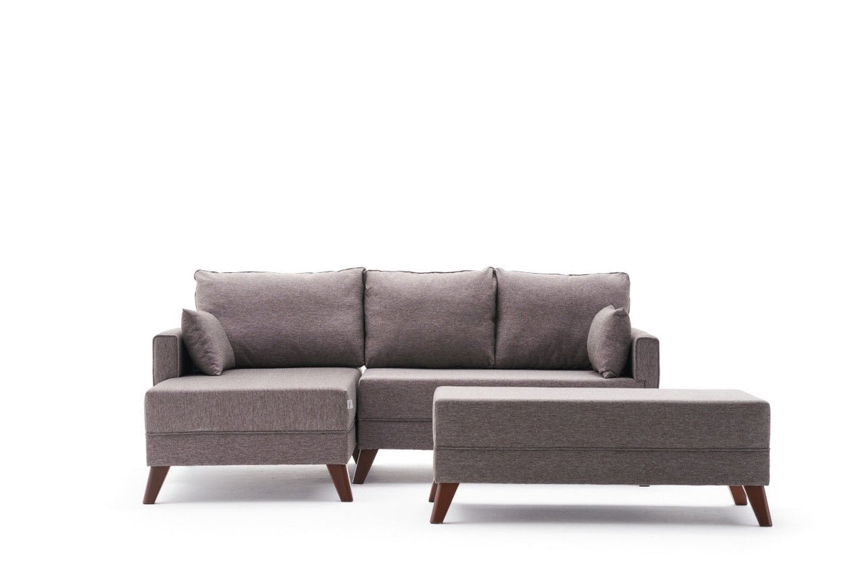 Corner sofa with sleeping function on the left bella brown