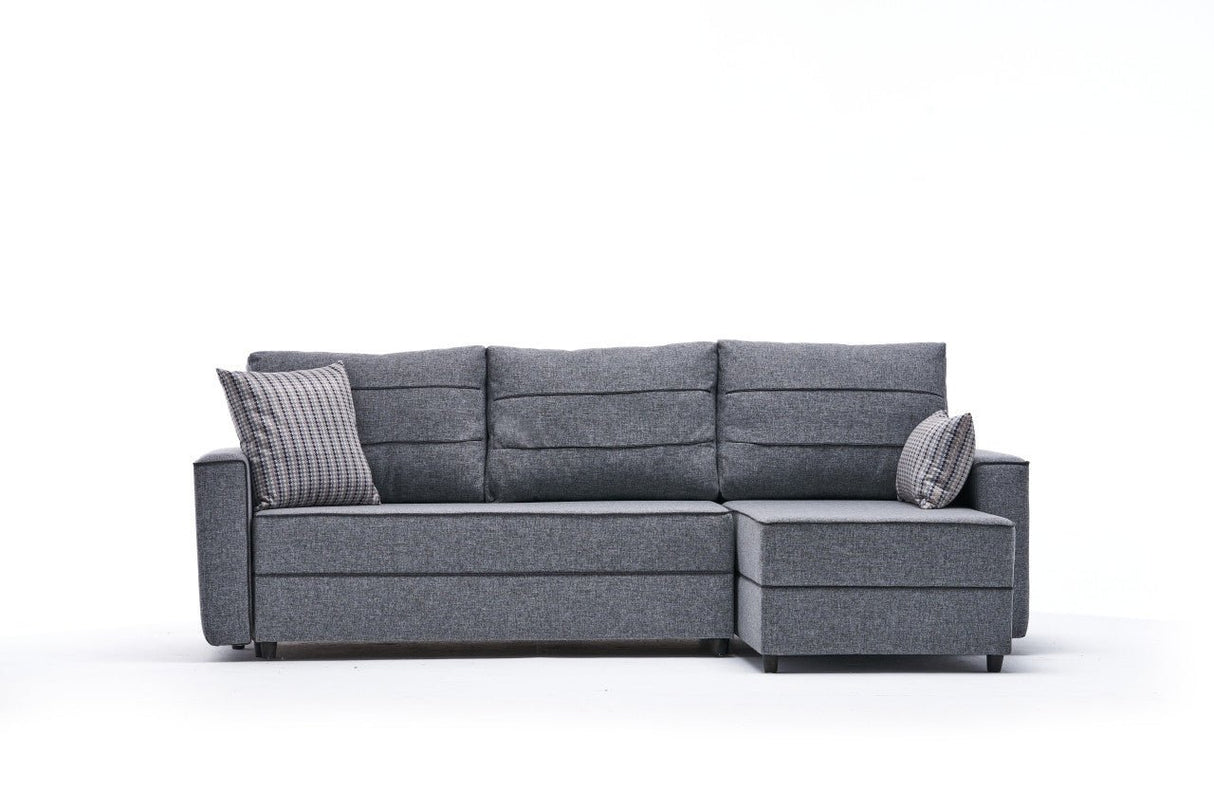 Corner sofa with sleeping function on the right ece gray