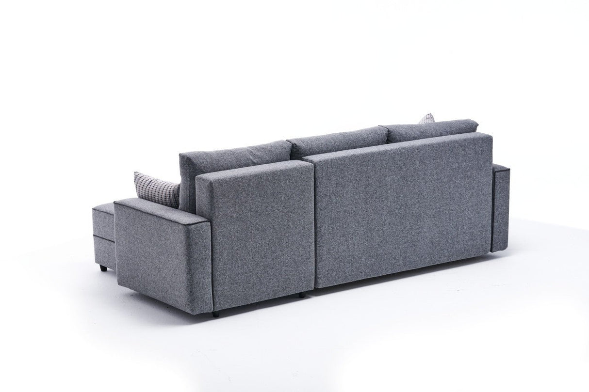 Corner sofa with sleeping function on the right ece gray