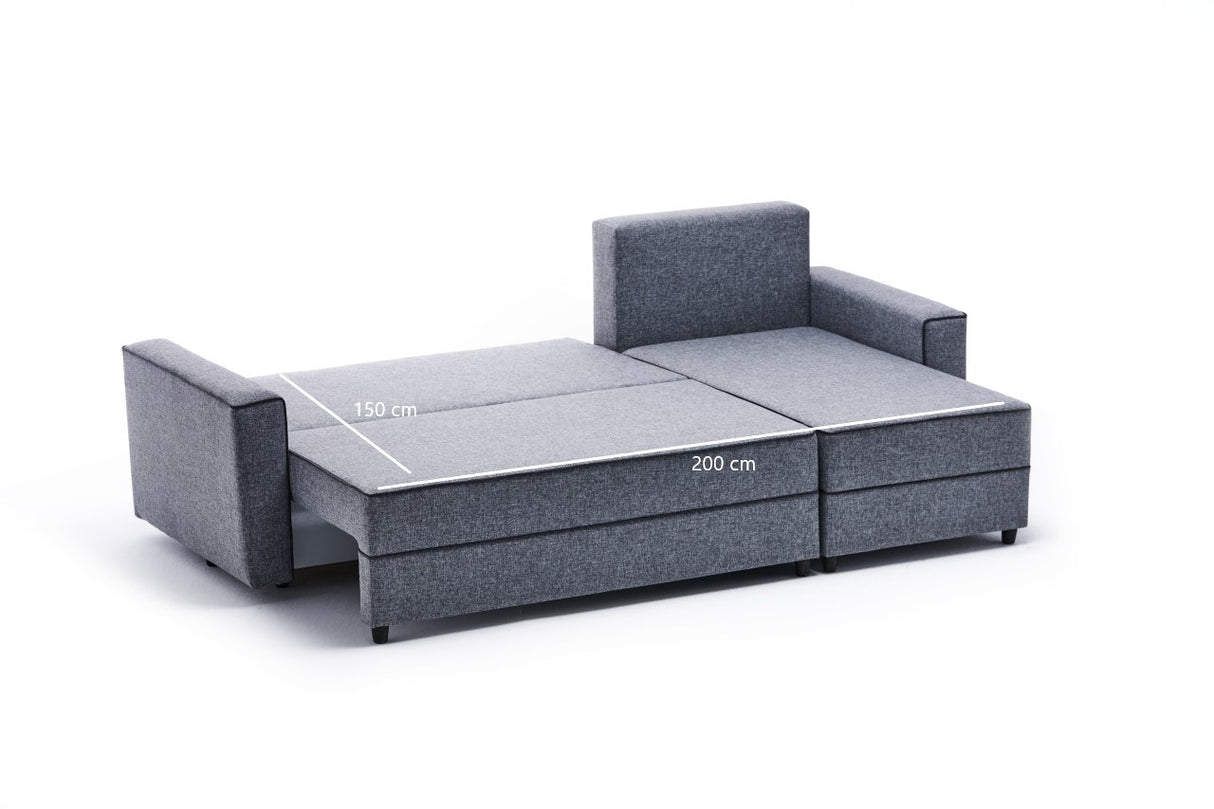 Corner sofa with sleeping function on the right ece gray