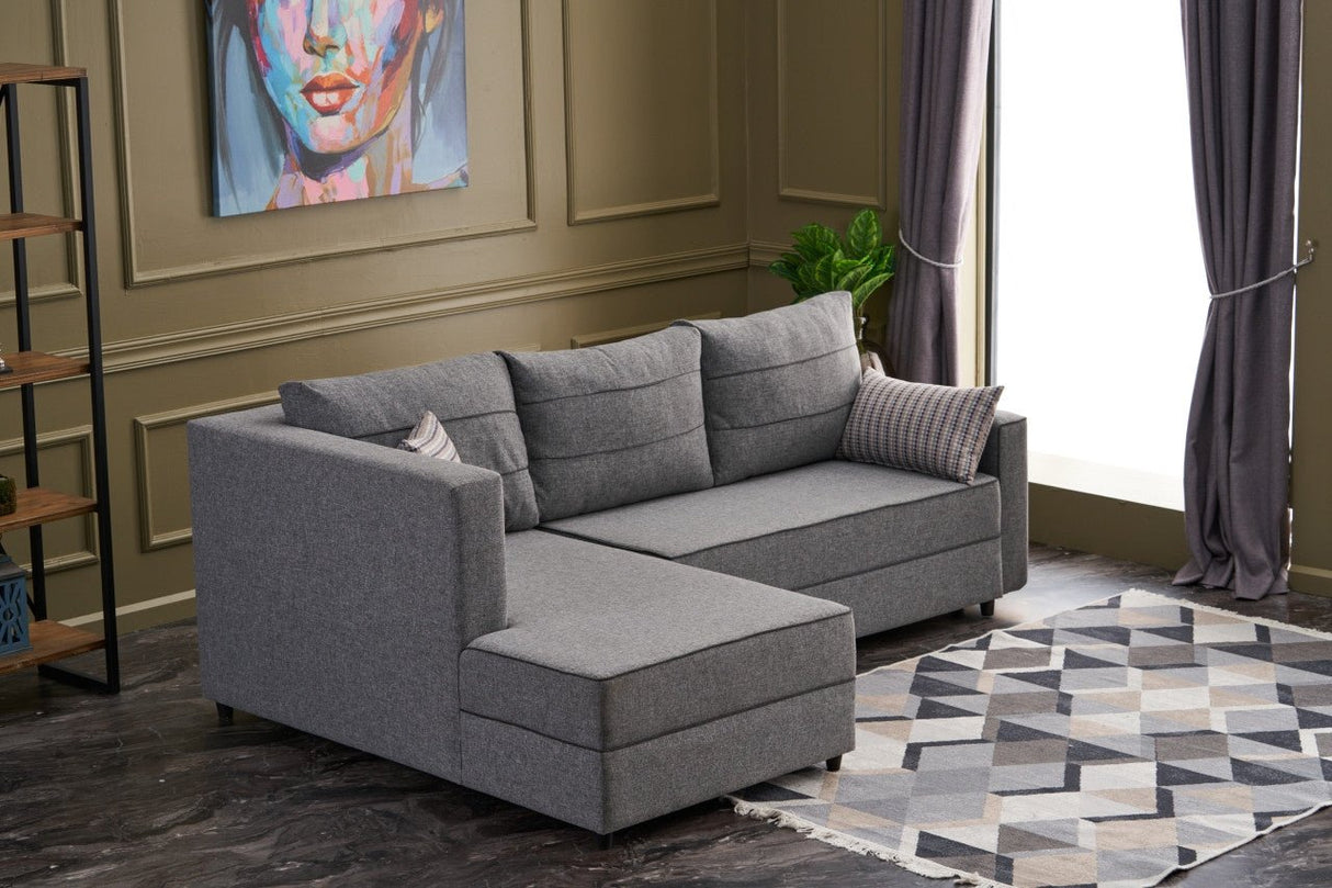 Corner sofa with sleeping function on the left ece gray