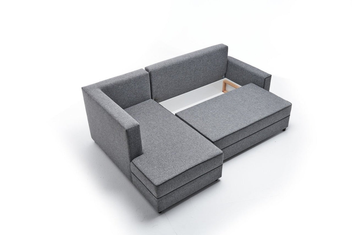 Corner sofa with sleeping function on the left ece gray